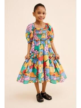 Farm Rio Kid’s Fruit Novelty Bright Resortwear Landscape Dress Size 6 Summer